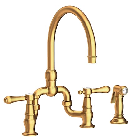 Newport Brass Kitchen Bridge Faucet With Side Spray in Satin Gold (Pvd) 9459-24S